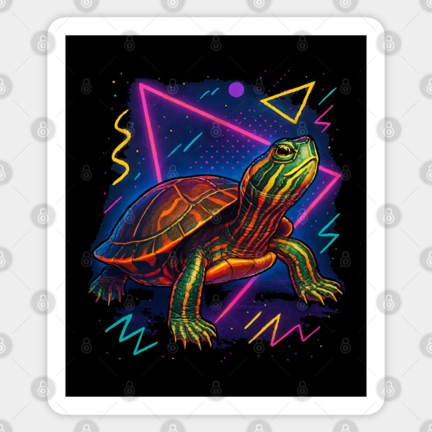 Retro Neon Southern Painted Turtle Sticker by Reptiq's Store